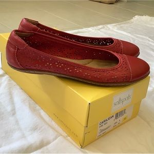 Softspots red leather flats